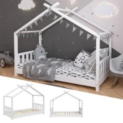 Lit Cabane Design 160x80cm Blanc -Pinolino || Roba || VIDAXL Soldes Magasin 851d12864ac54de3834ec883498d2224