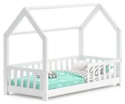 Lit Cabane Wiki 160cm Blanc à Barreaux